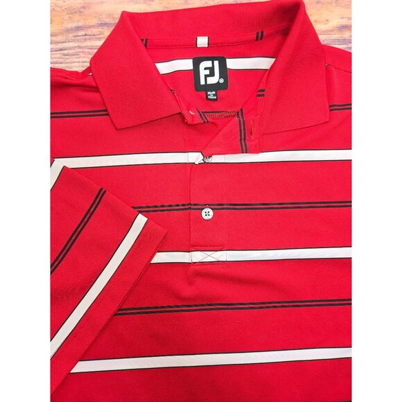 Footjoy Mens Red Striped Polo XL Golf Apparel Graystone GC - Picture 4 of 9